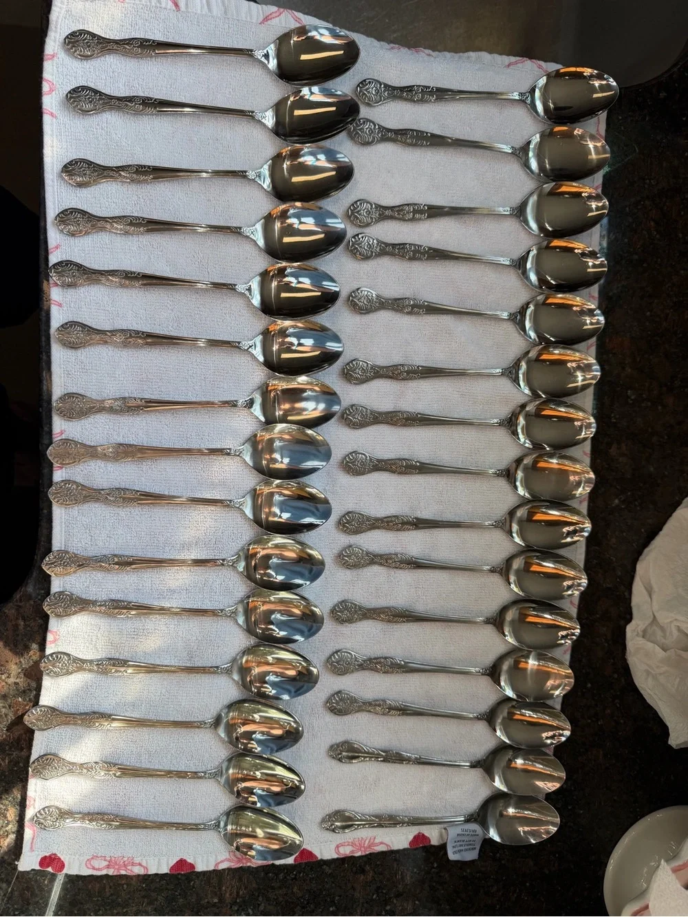 Beautiful 36 piece vintage National Stainless Steel spoon collection made Korea